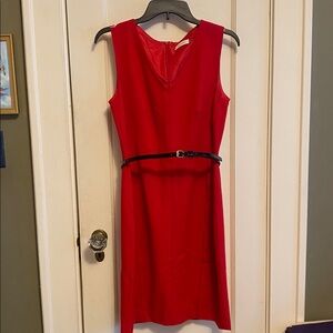 Calvin Klein V-Neck Sheath Dress True Red Size 6 Office Career To Cocktail